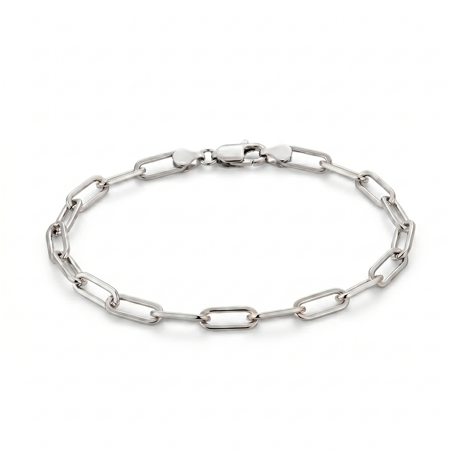 Silsila | White Gold Paperclip Anklet