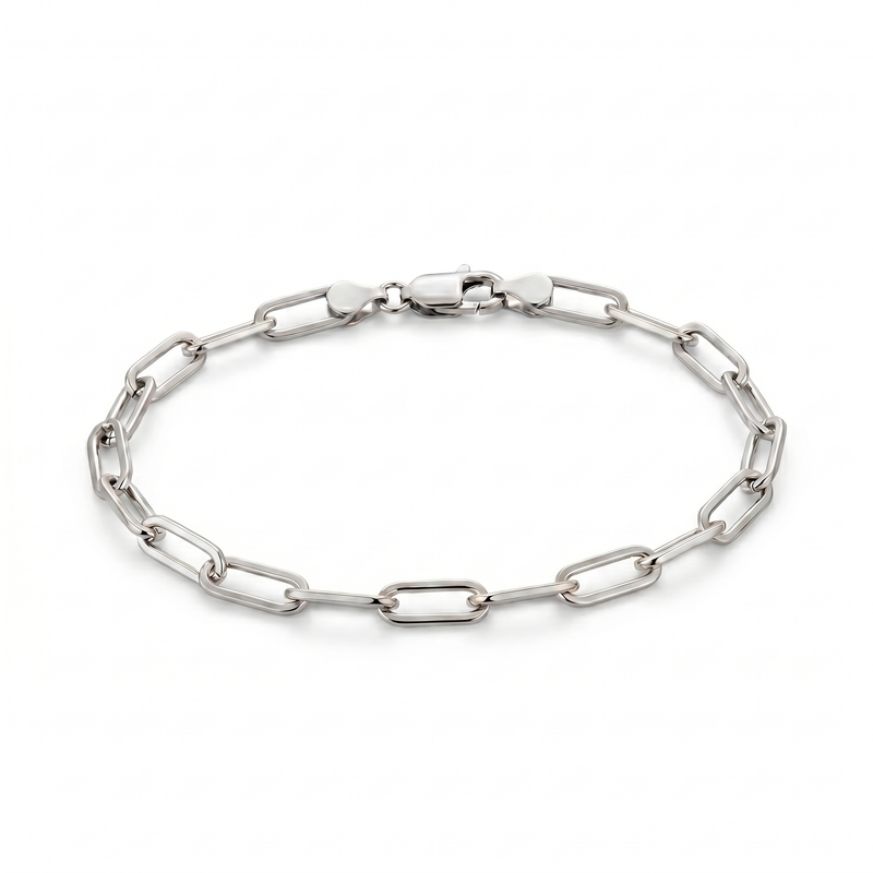 Silsila | White Gold Paperclip Bracelet