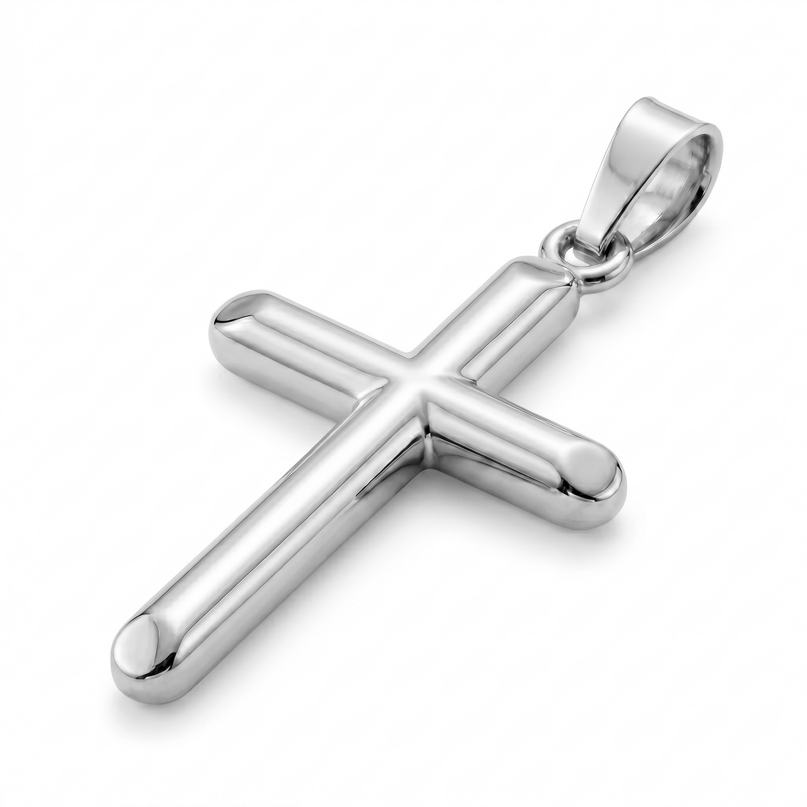 Sukoon | Domed White Gold Cross Pendant