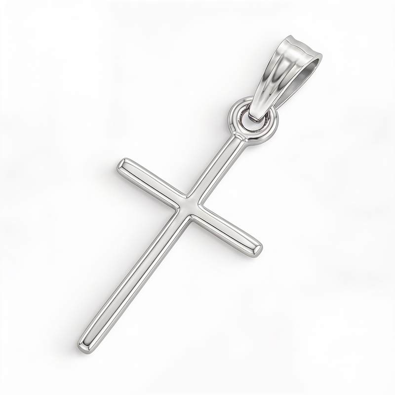 Kiran | Thin White Gold Cross Pendant