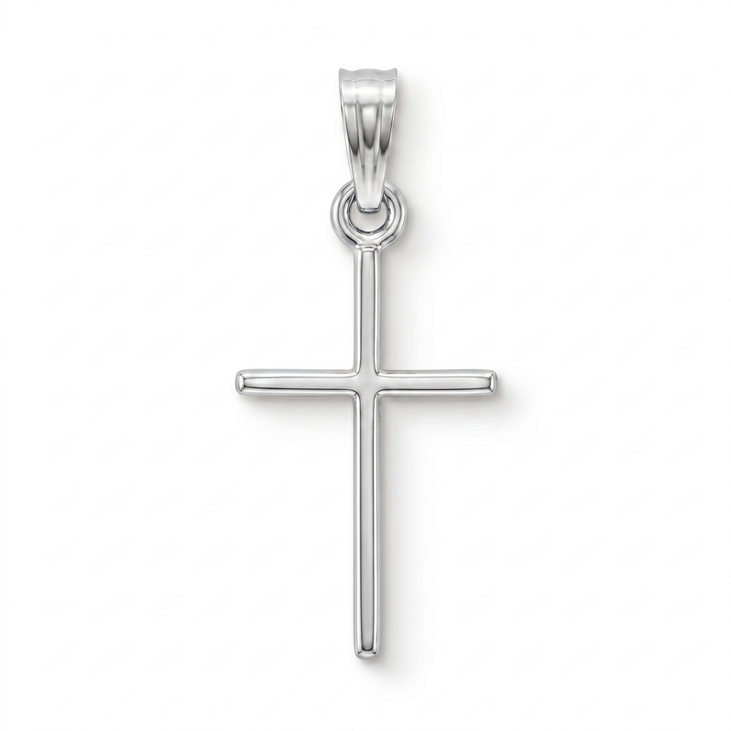 Kiran | Thin White Gold Cross Pendant