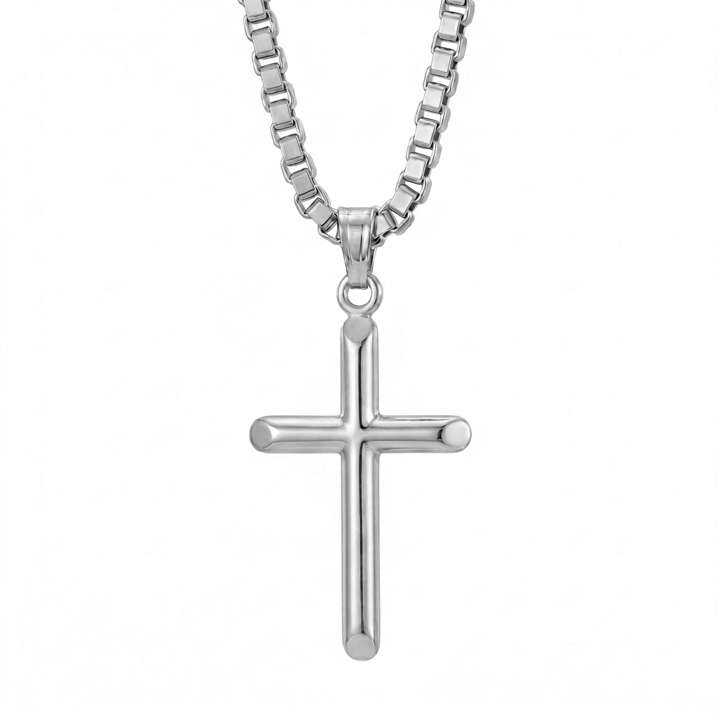 Sukoon | Domed White Gold Cross Pendant
