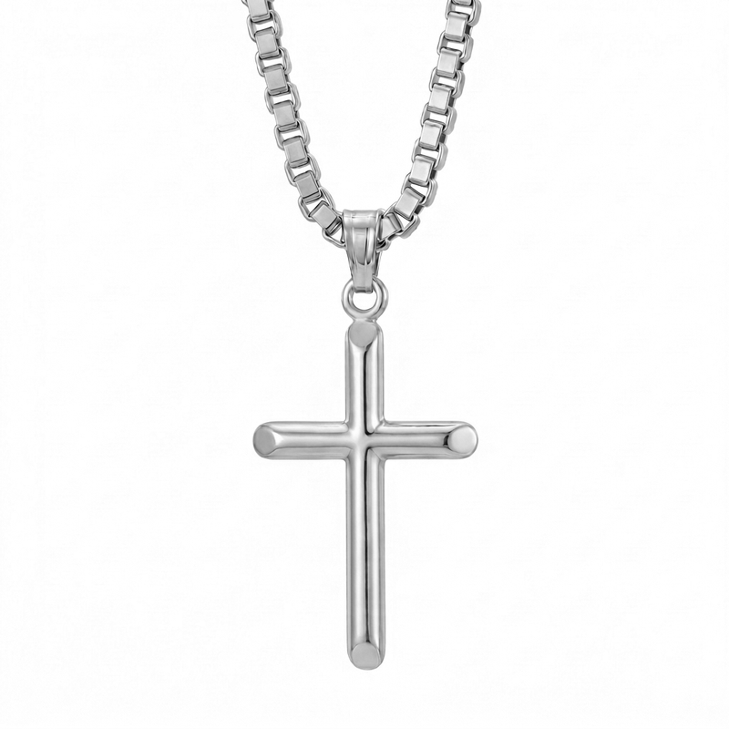 Sukoon | Domed White Gold Cross Pendant