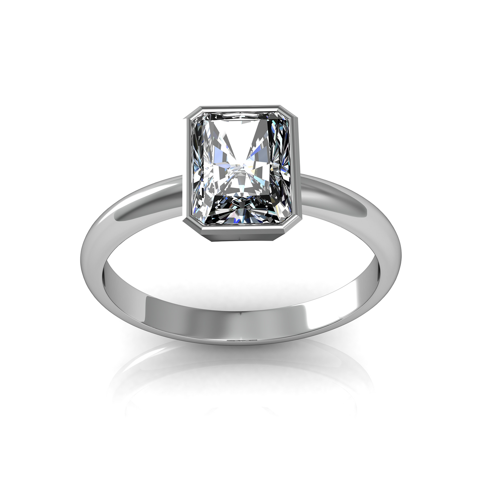 Roy Custom | Radiant Cut Platinum Diamond Engagement Ring, Octagon Setting