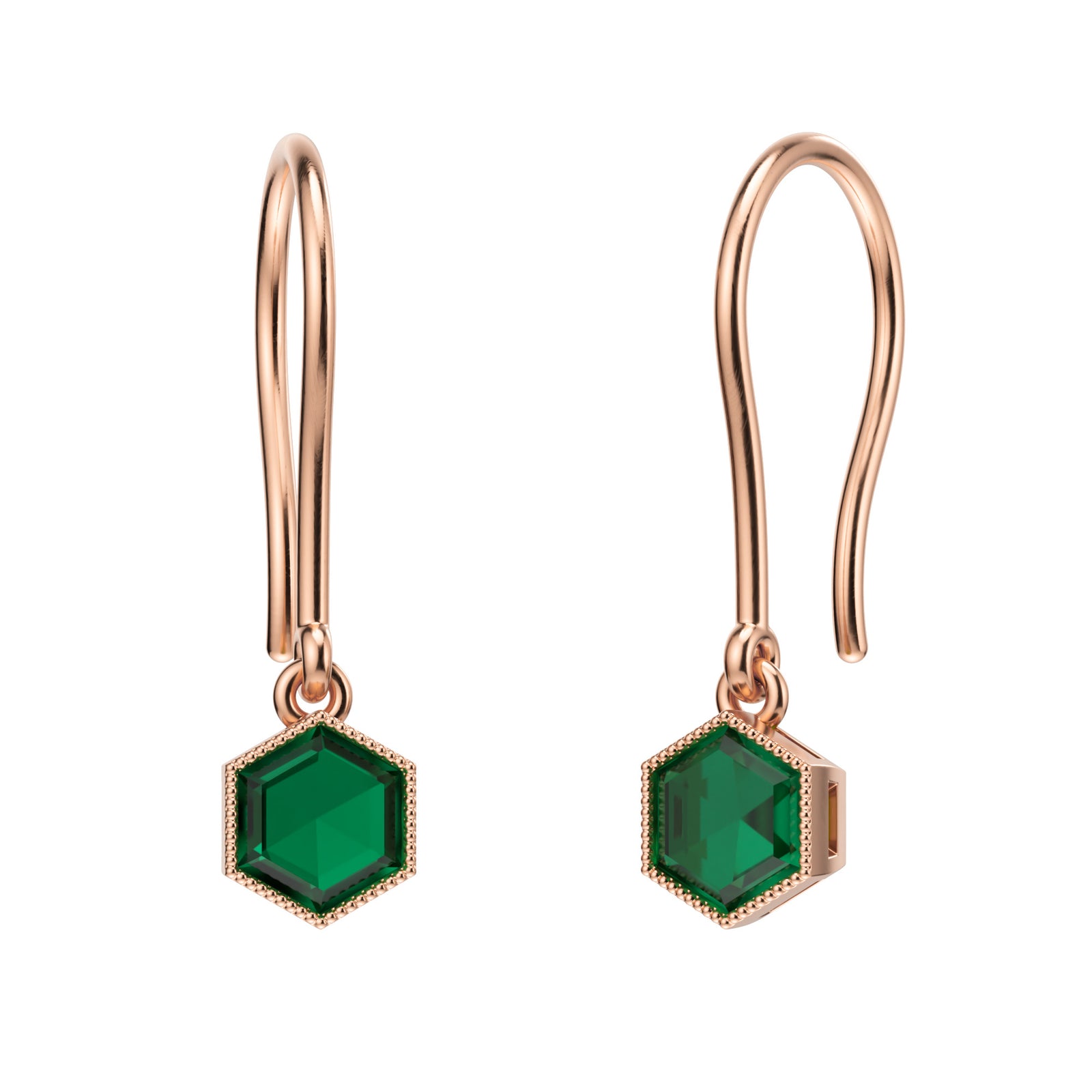 Sukh | Rose Gold Emerald Drop Earrings
