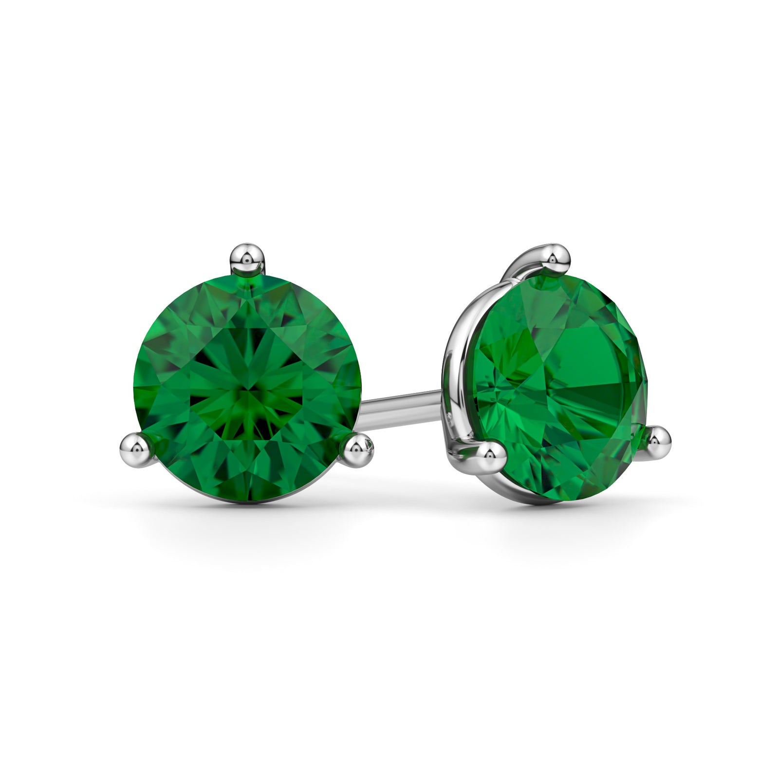 Kaira | White Gold Emerald Stud Earrings