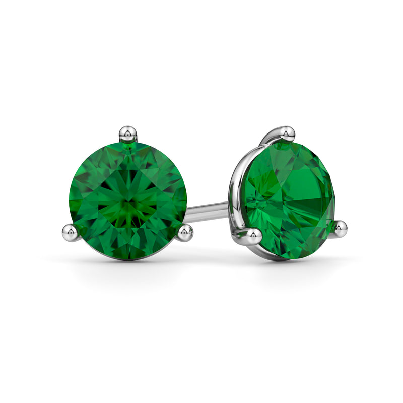 Kaira | White Gold Emerald Stud Earrings