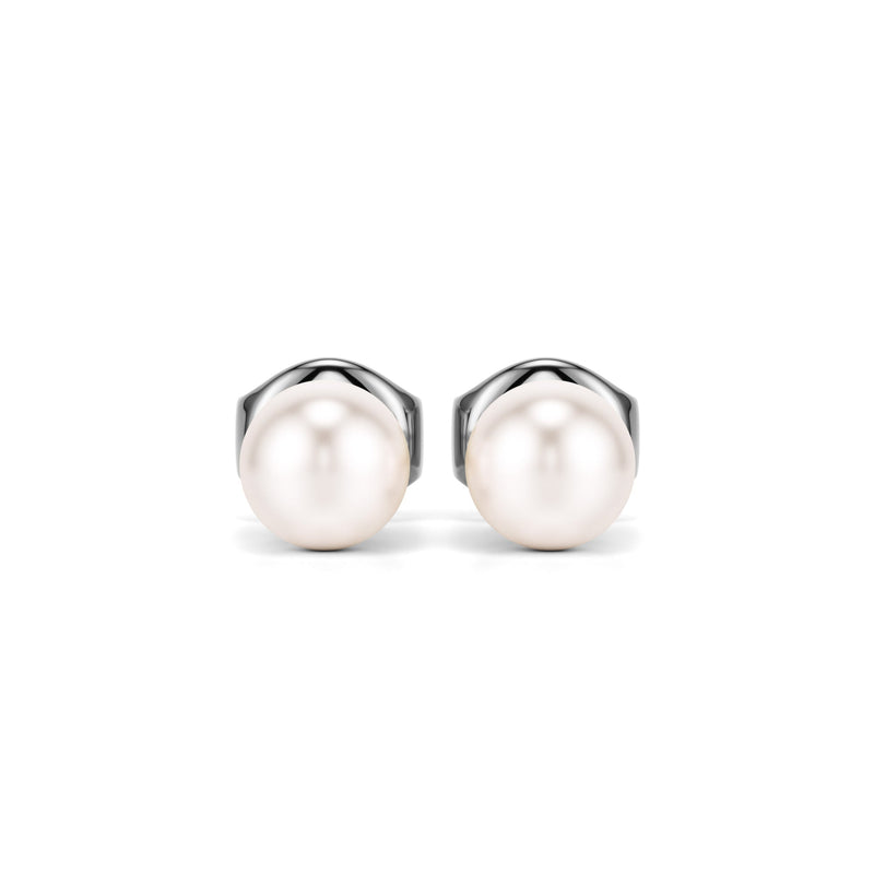 Saaf | White Gold Akoya Pearl Stud Earrings
