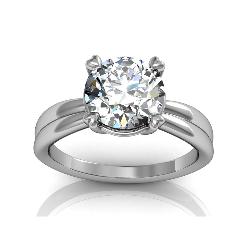Roy Custom | Round Cut Platinum Diamond Engagement Ring, Heart Setting