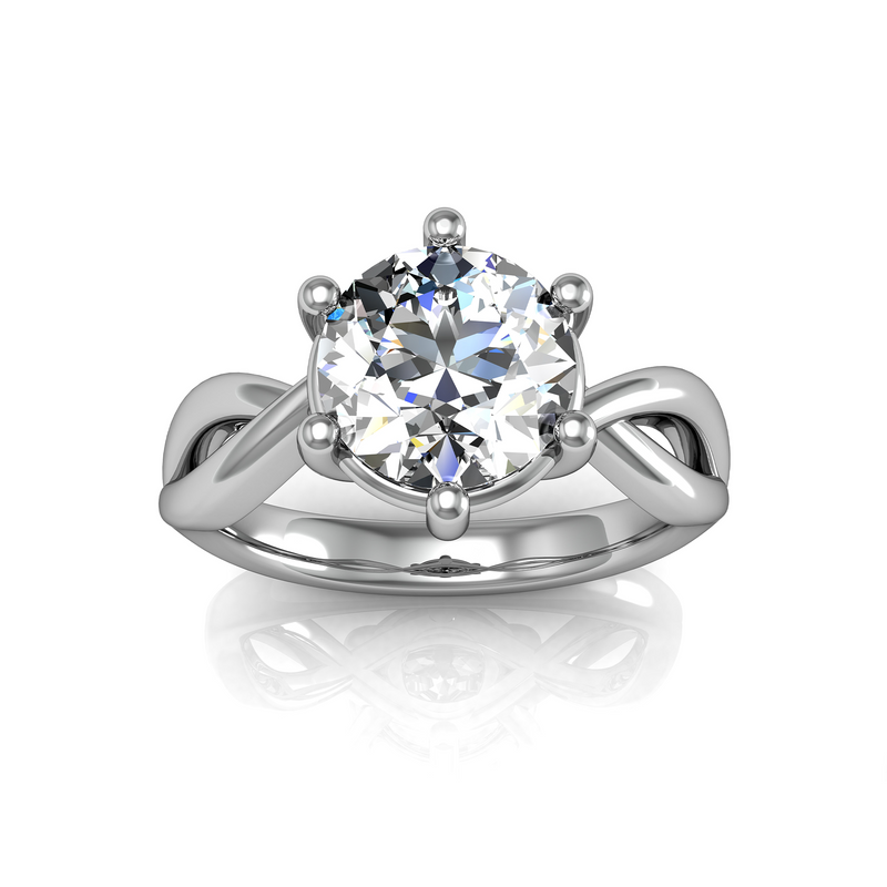 Roy Custom | Round Cut Platinum Diamond Engagement Ring, Twist Setting